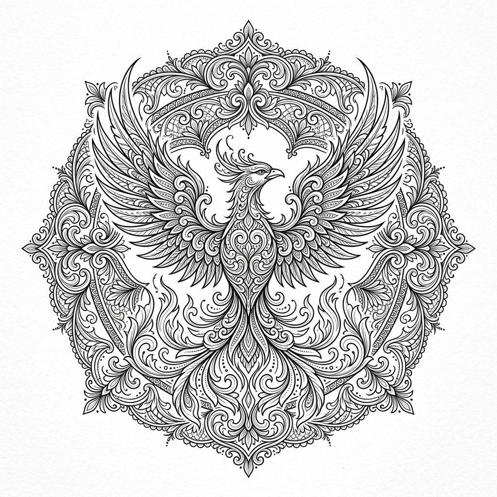 phoenix-tattoo ornamental phoenix mandala