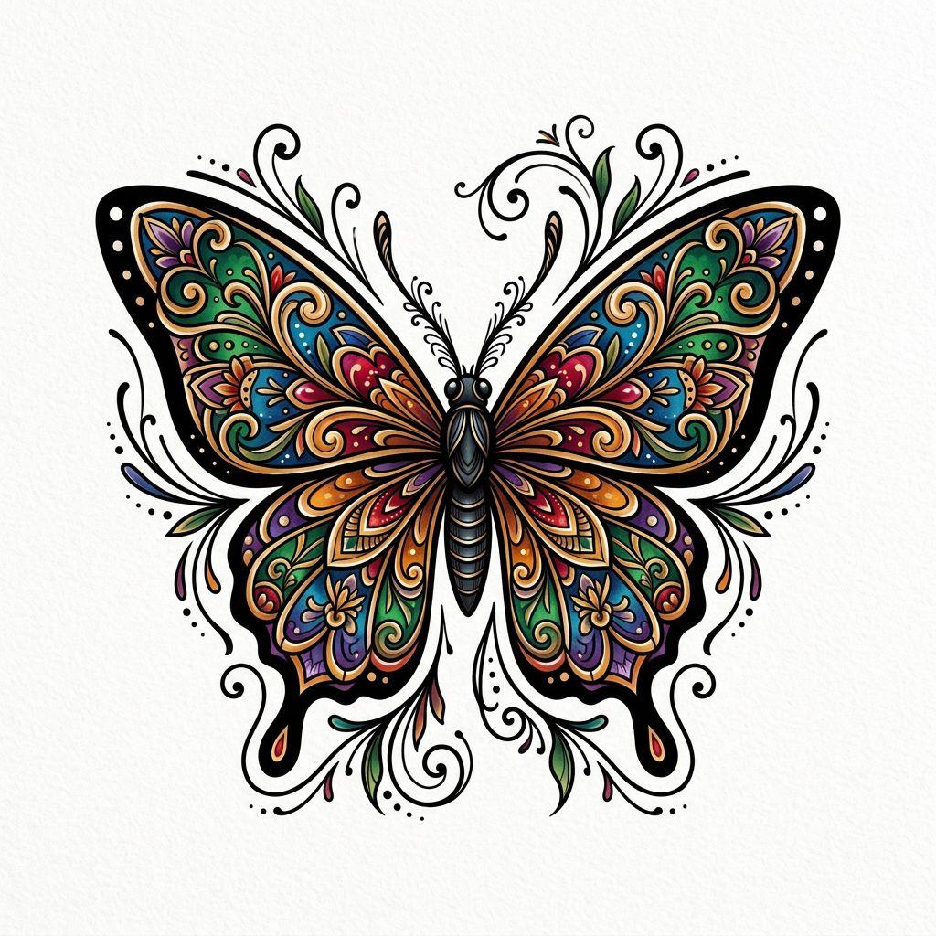 wrist-tattoo neo-traditional butterfly