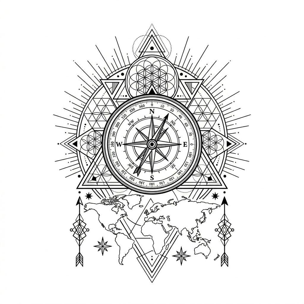 travel-tattoo geometric compass
