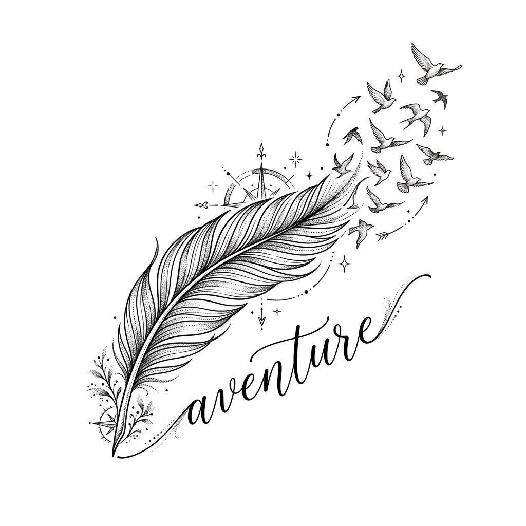travel-tattoo spiritual traveling feather