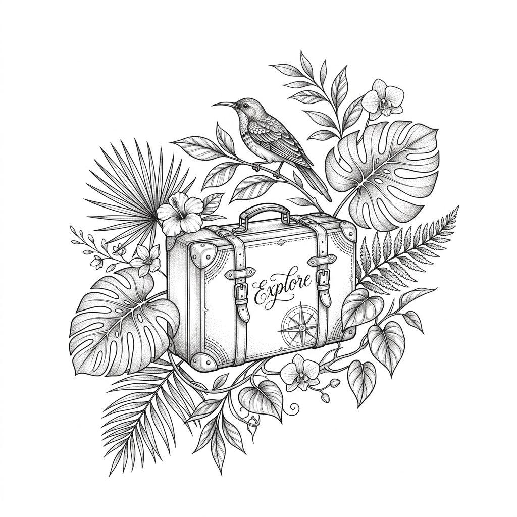 travel-tattoo floral tropical branch