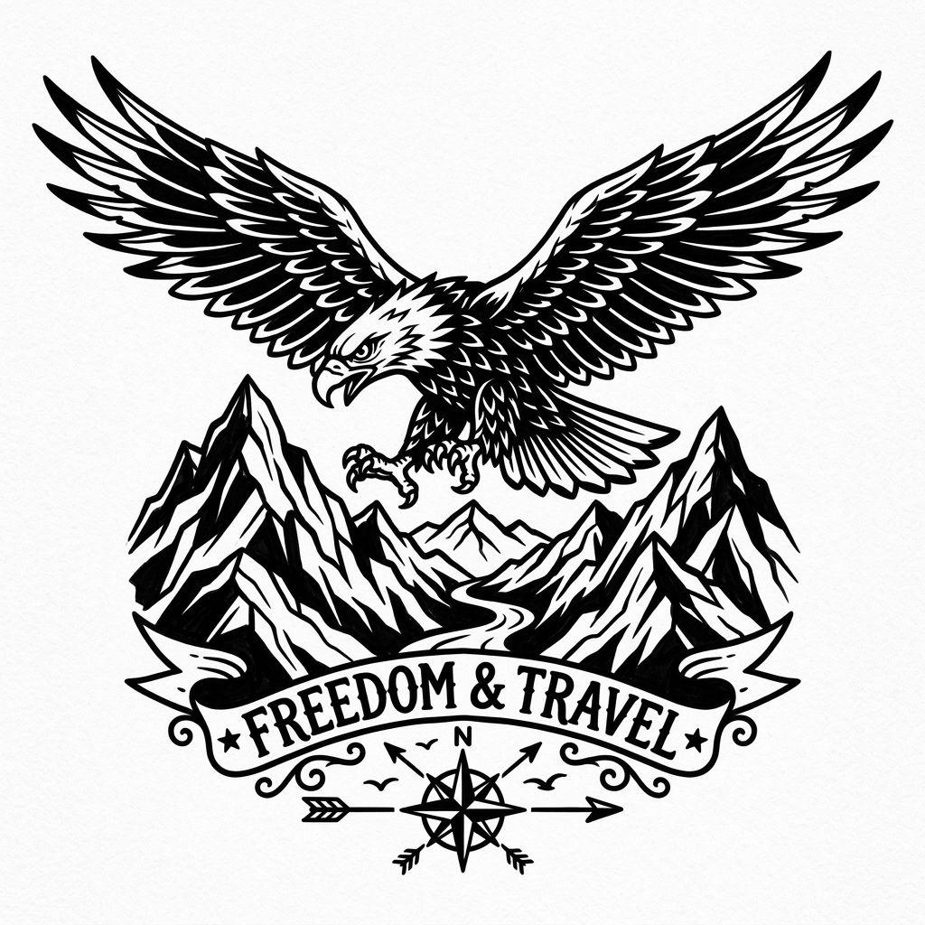 travel-tattoo bold blackwork eagle