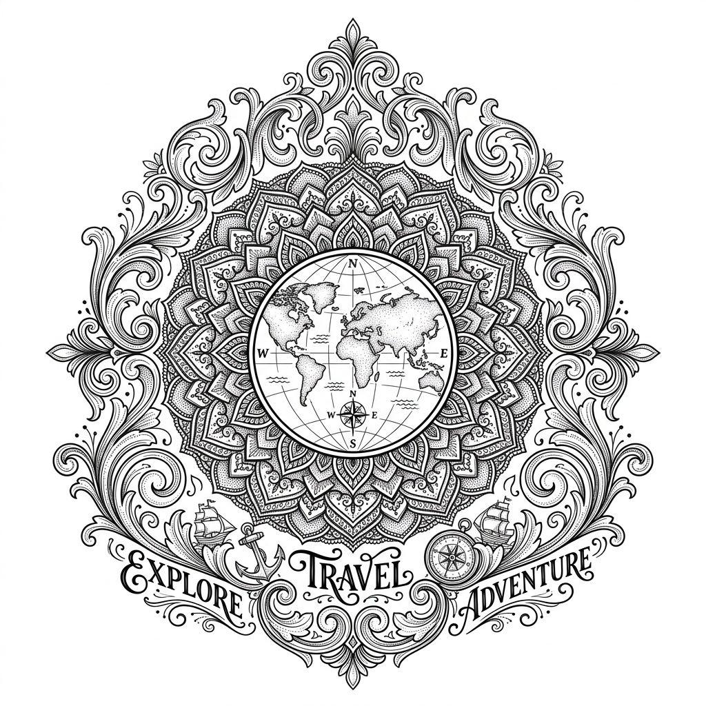travel-tattoo mandala world map