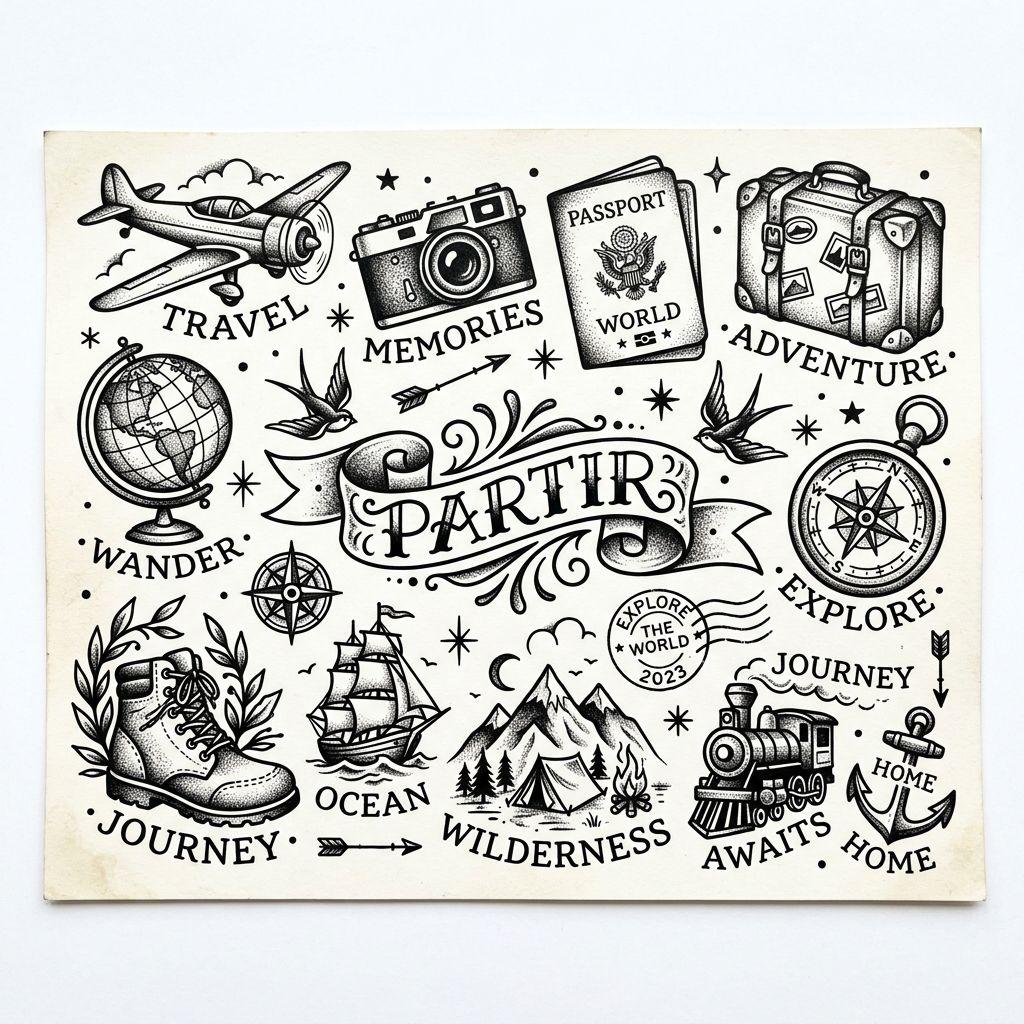 travel-tattoo travel flash patchwork