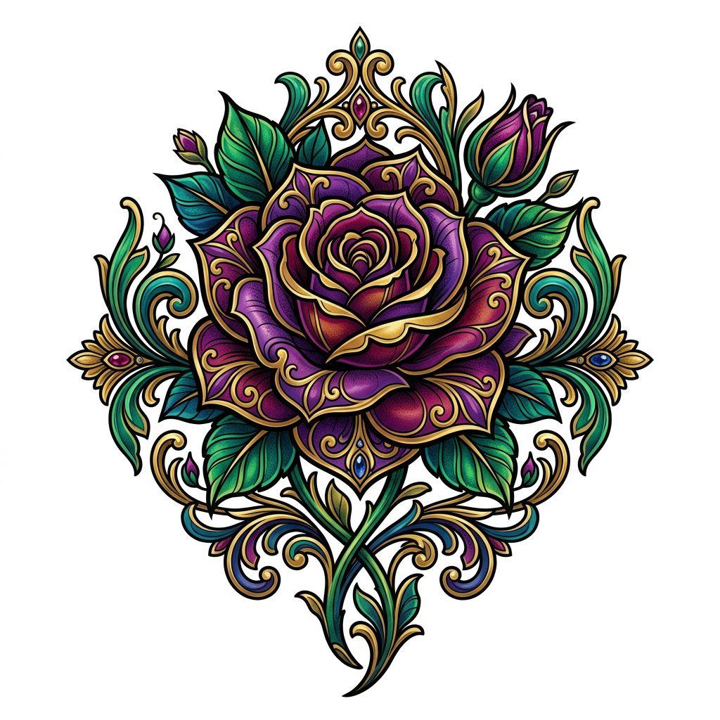 rose-tattoo neo traditional rose