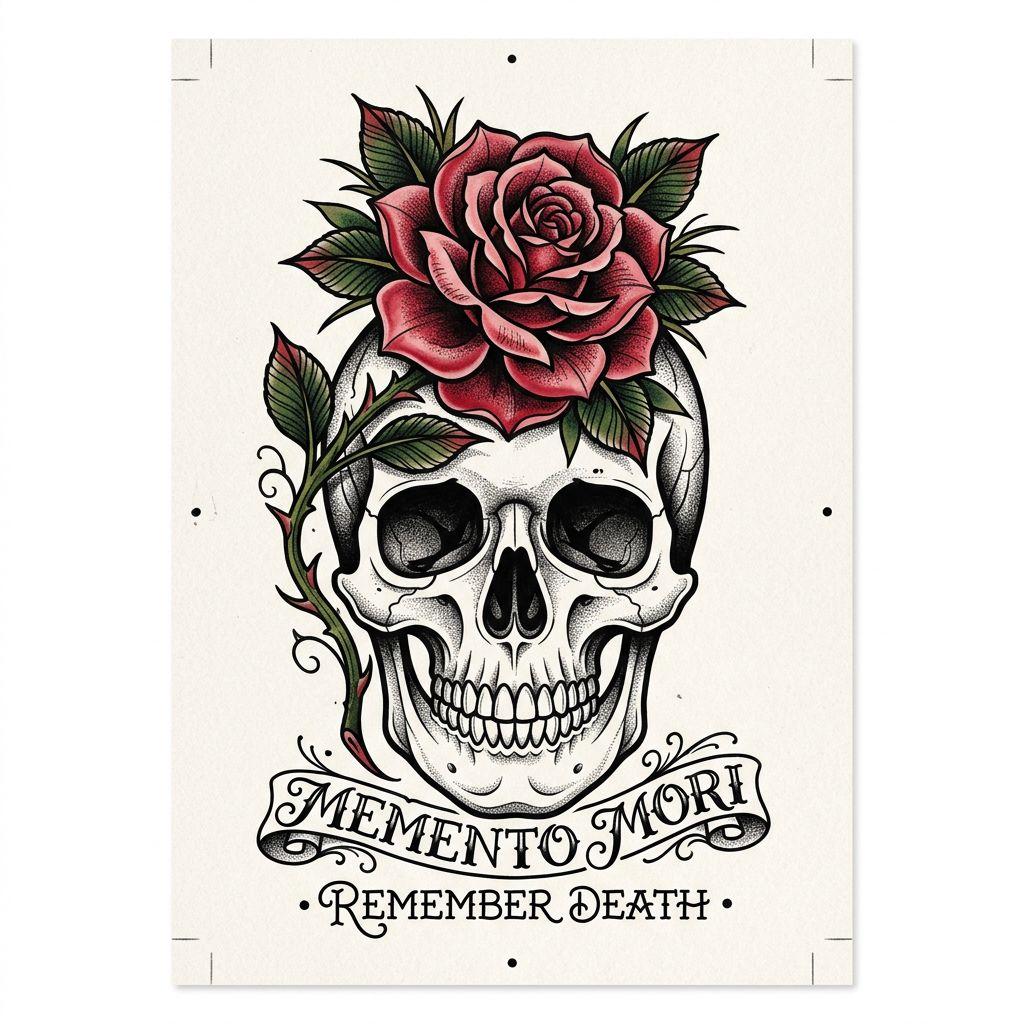 rose-tattoo skull and rose