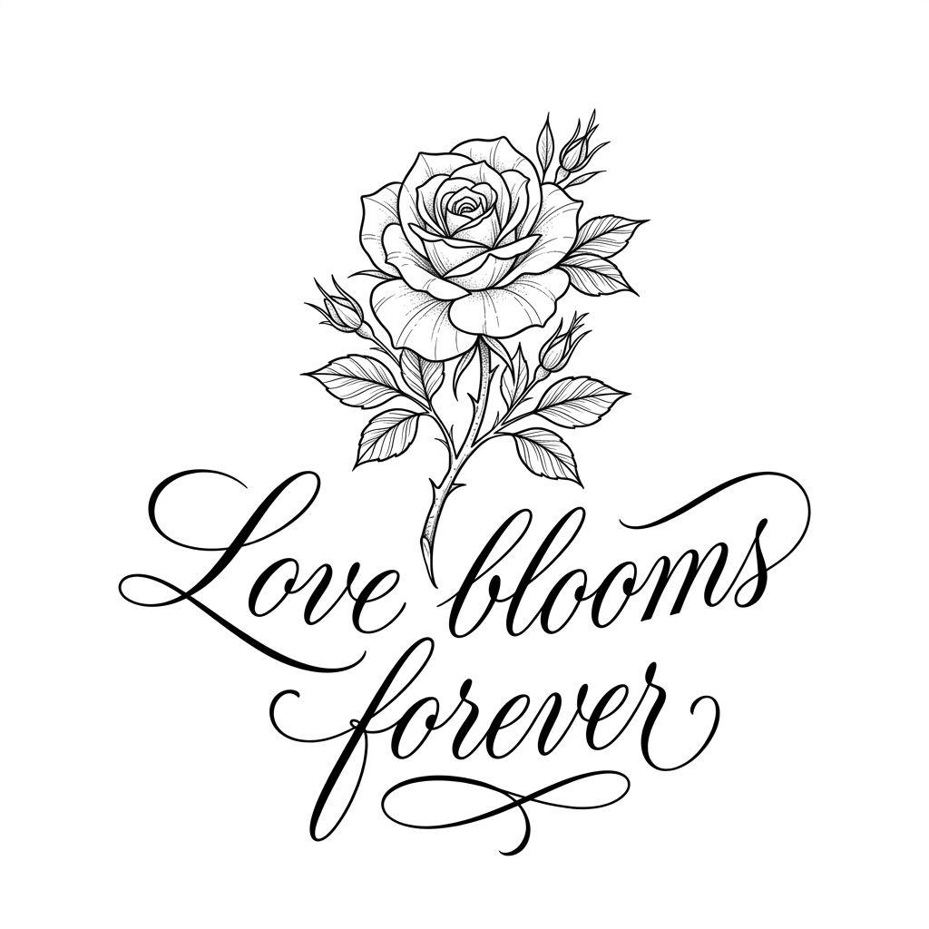 rose-tattoo rose with lettering