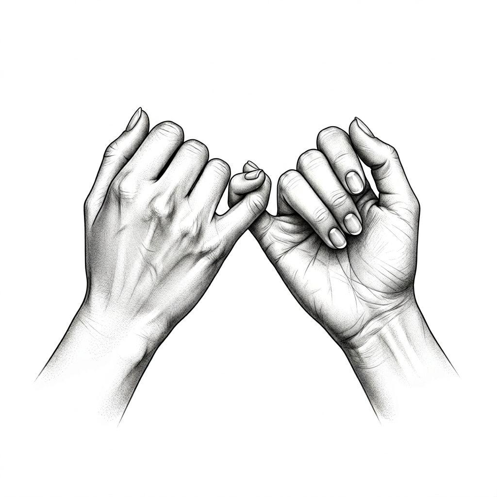 sister-tattoo pinky promise, two hands