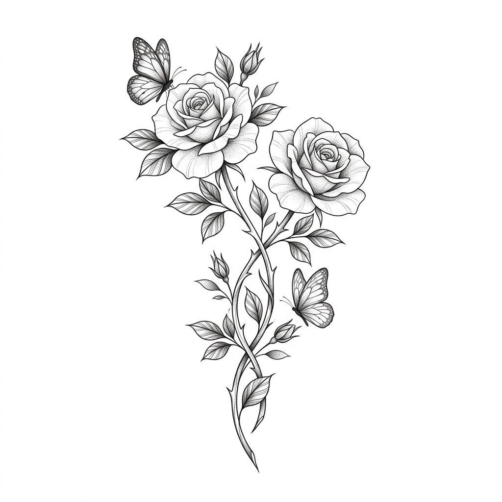 sister-tattoo intertwined floral roses