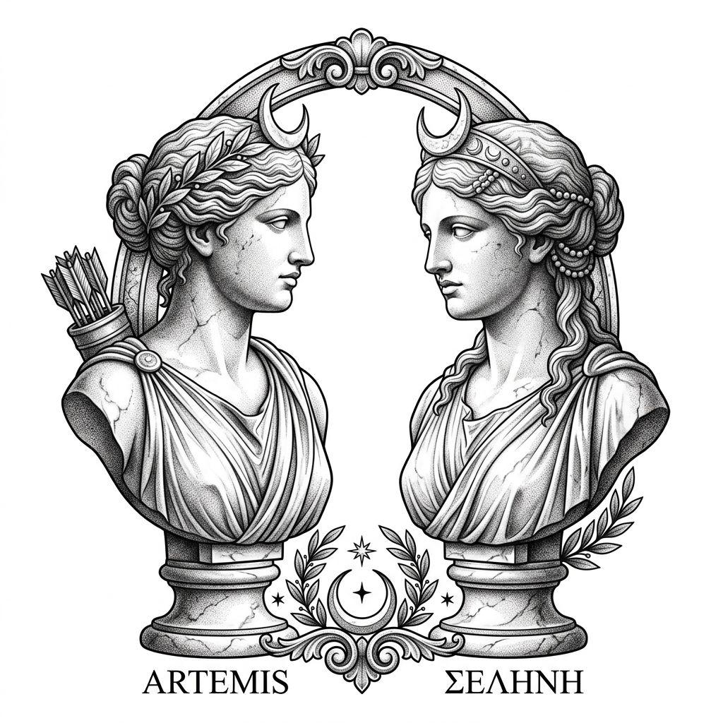 sister-tattoo artemis and selene
