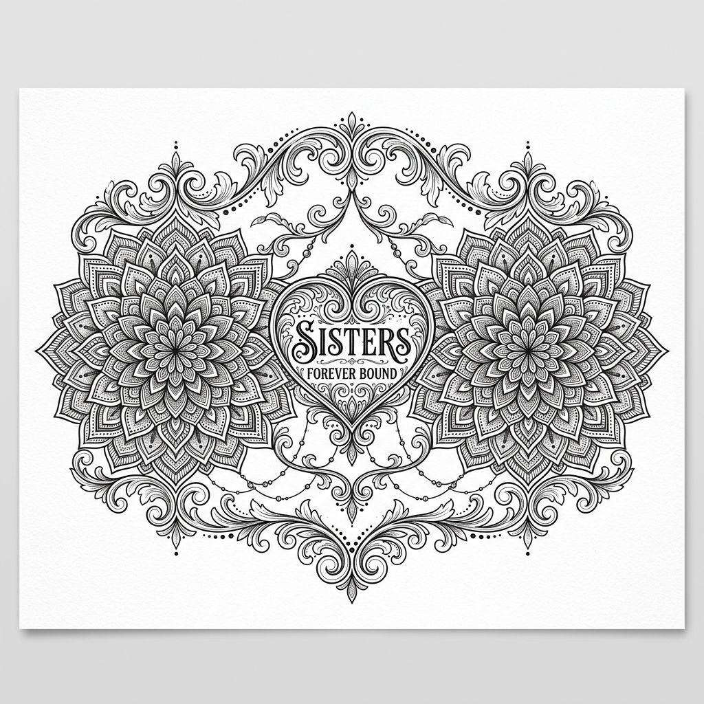 sister-tattoo ornamental sister mandalas