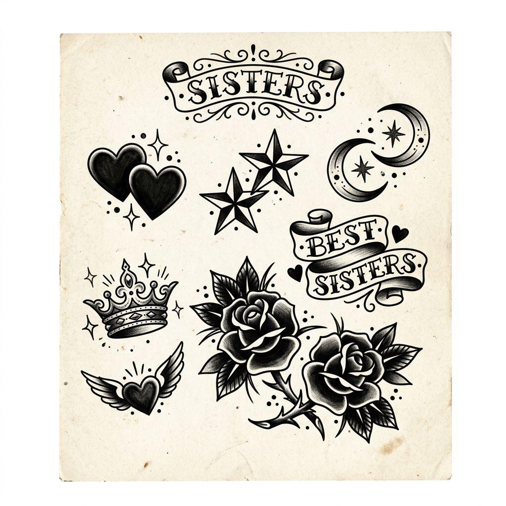 sister-tattoo best sisters patchwork