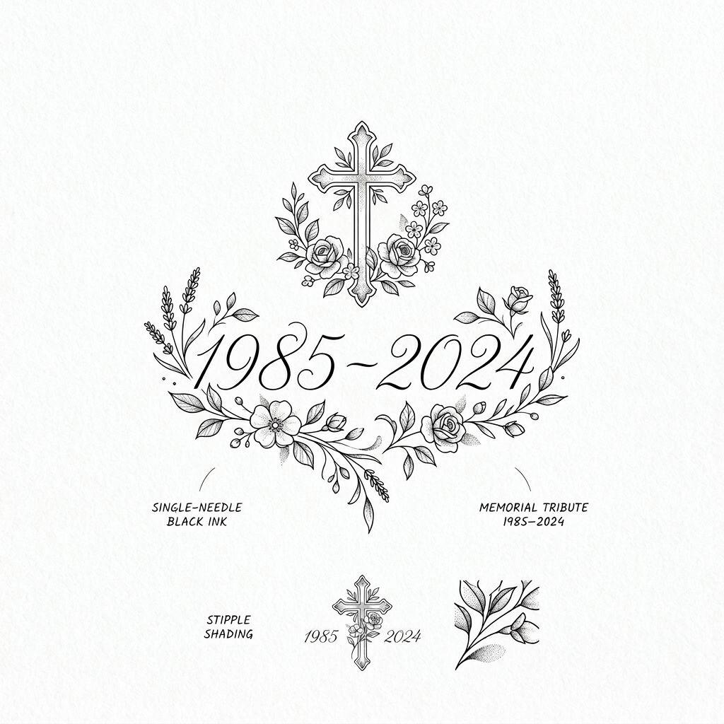 memorial-tattoo fine line date