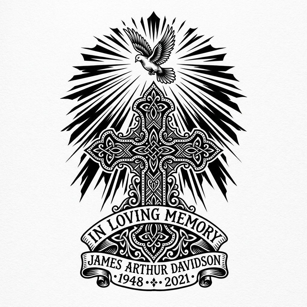 memorial-tattoo blackwork cross