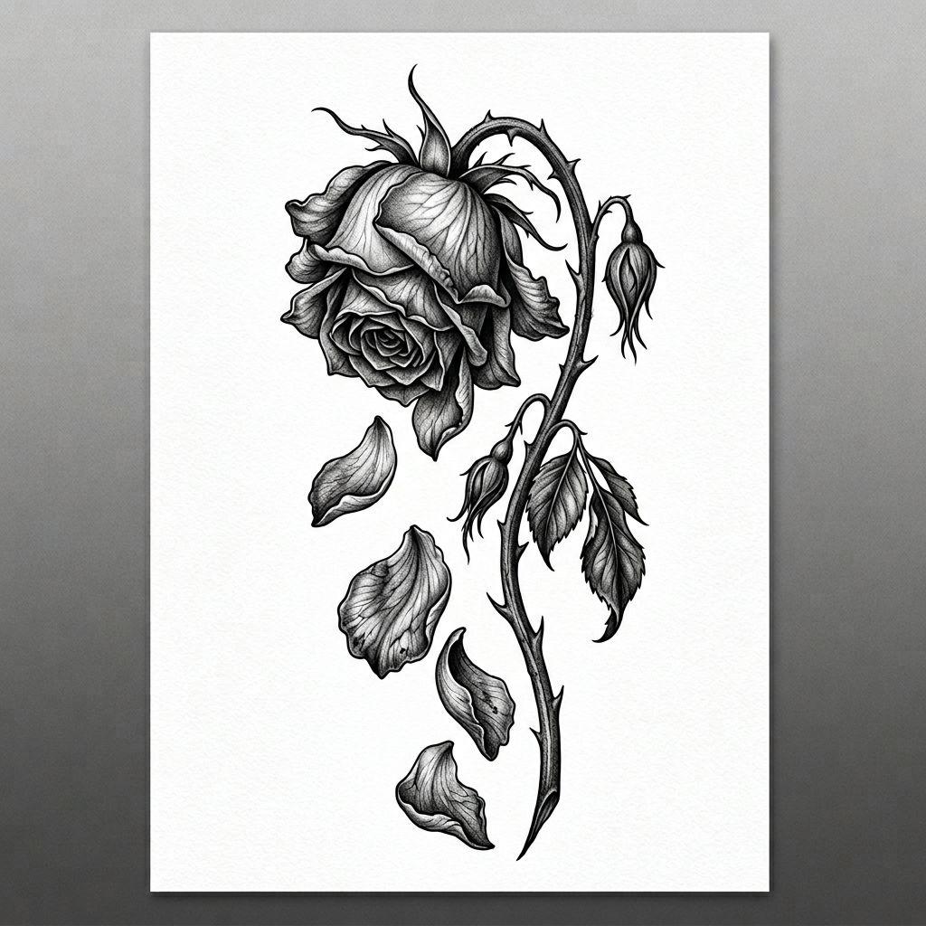 memorial-tattoo realistic memorial rose