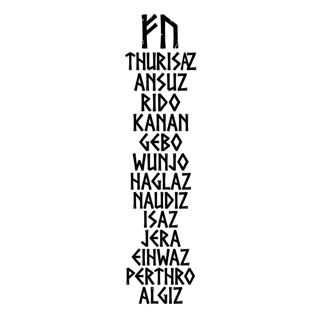 viking tattoo ancient rune lettering, design on white background