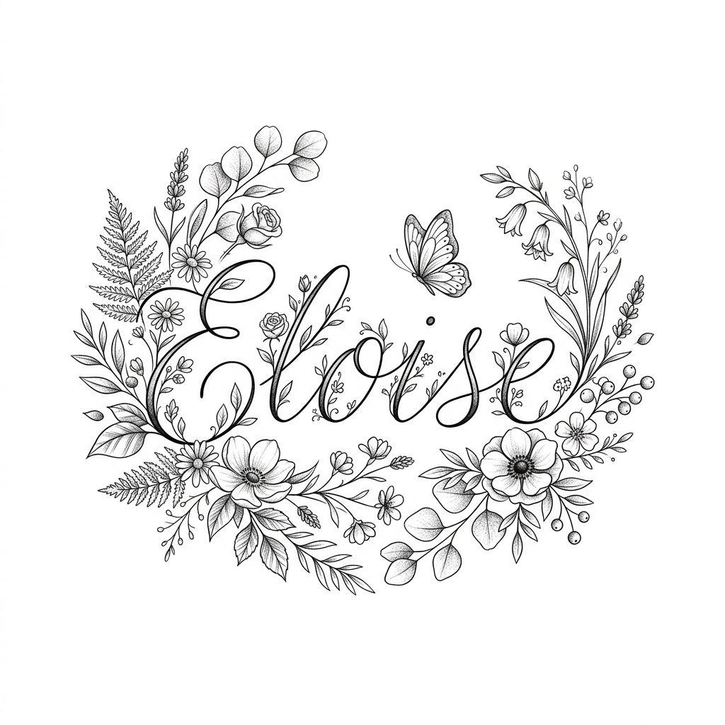 name-tattoo floral feminine name