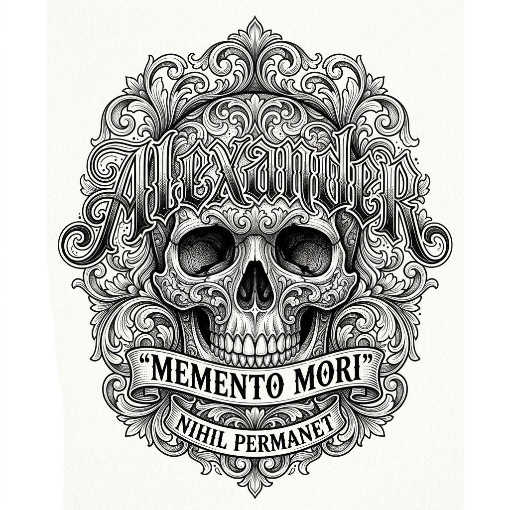 name-tattoo name and skull