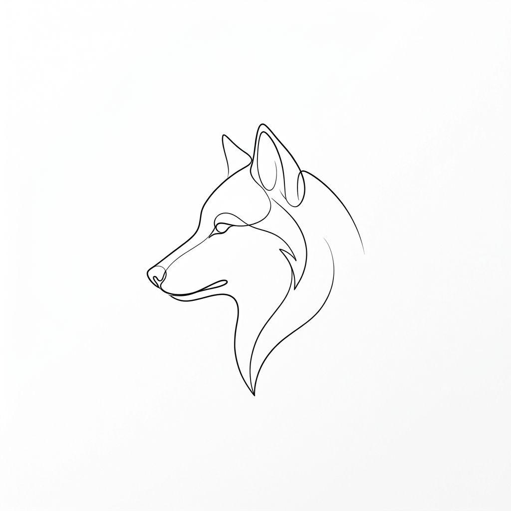 wolf-tattoo minimalist single-line wolf