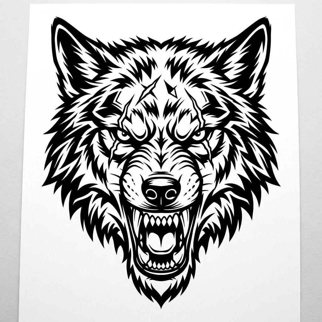 wolf-tattoo powerful blackwork wolf