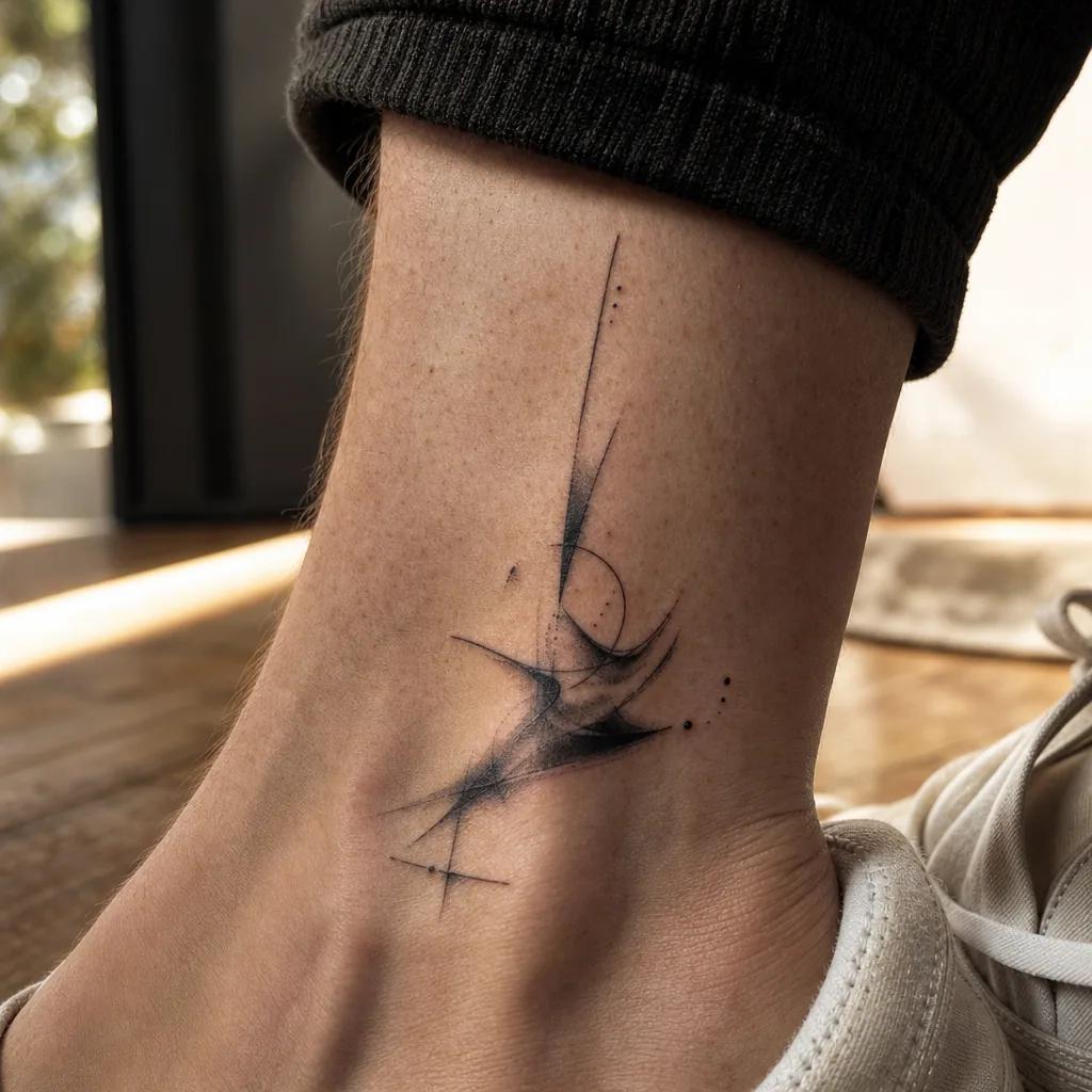 ankle-tattoo patchwork micro-symbols