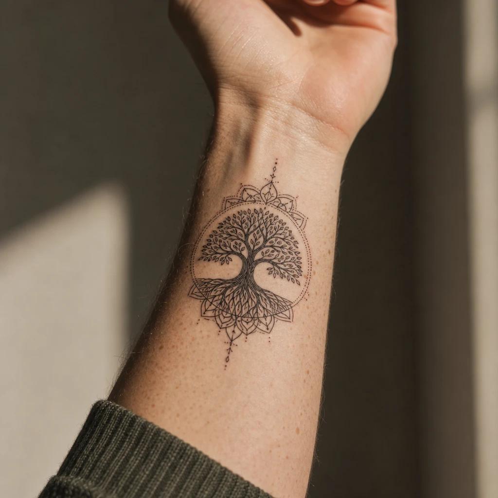 idée tatouage arbre de vie arbre mandala