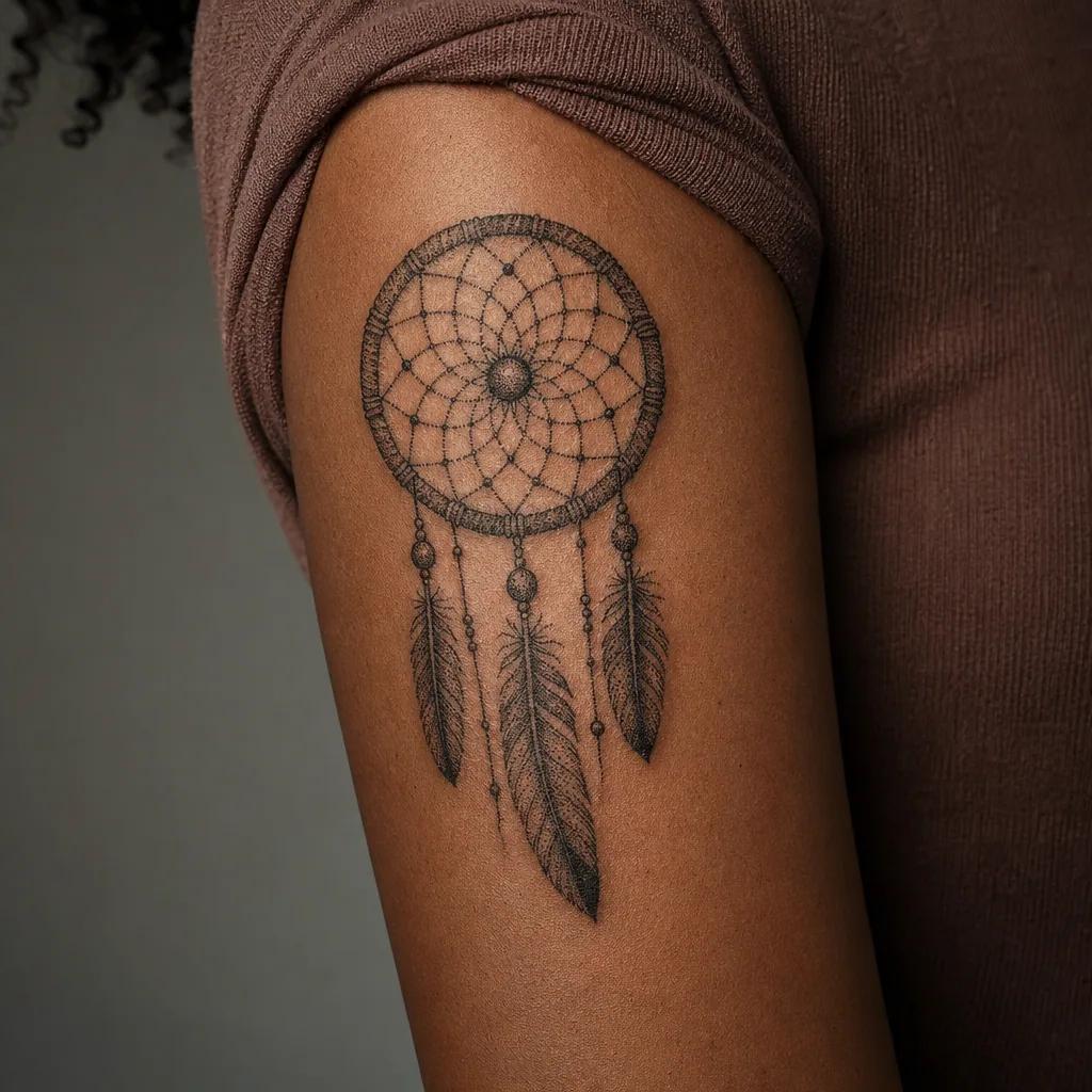 idée tatouage attrape-rêve attrape-reve dotwork stippling
