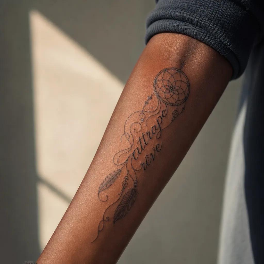 idée tatouage attrape-rêve lettrage attrape-reve citation