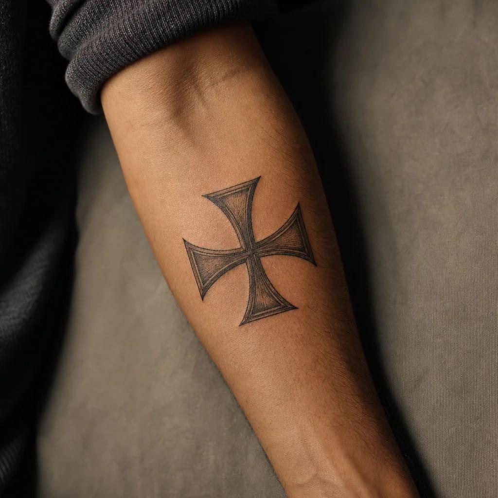 idée tatouage avant-bras homme croix templière