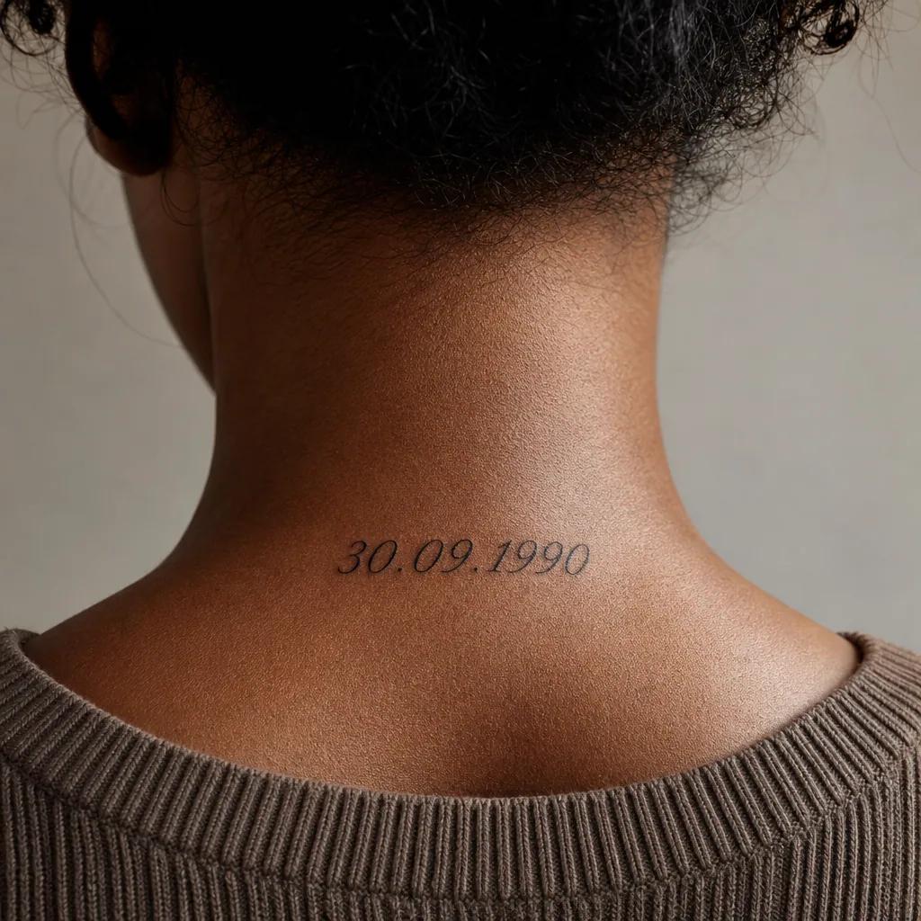 birth date-tattoo handwritten "my child"