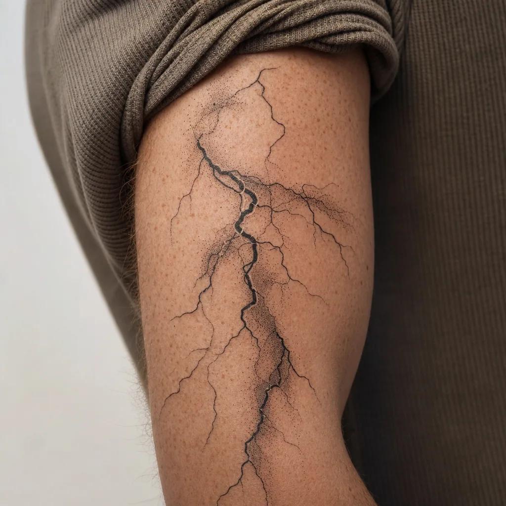 idée tatouage bras homme foudre abstraite
