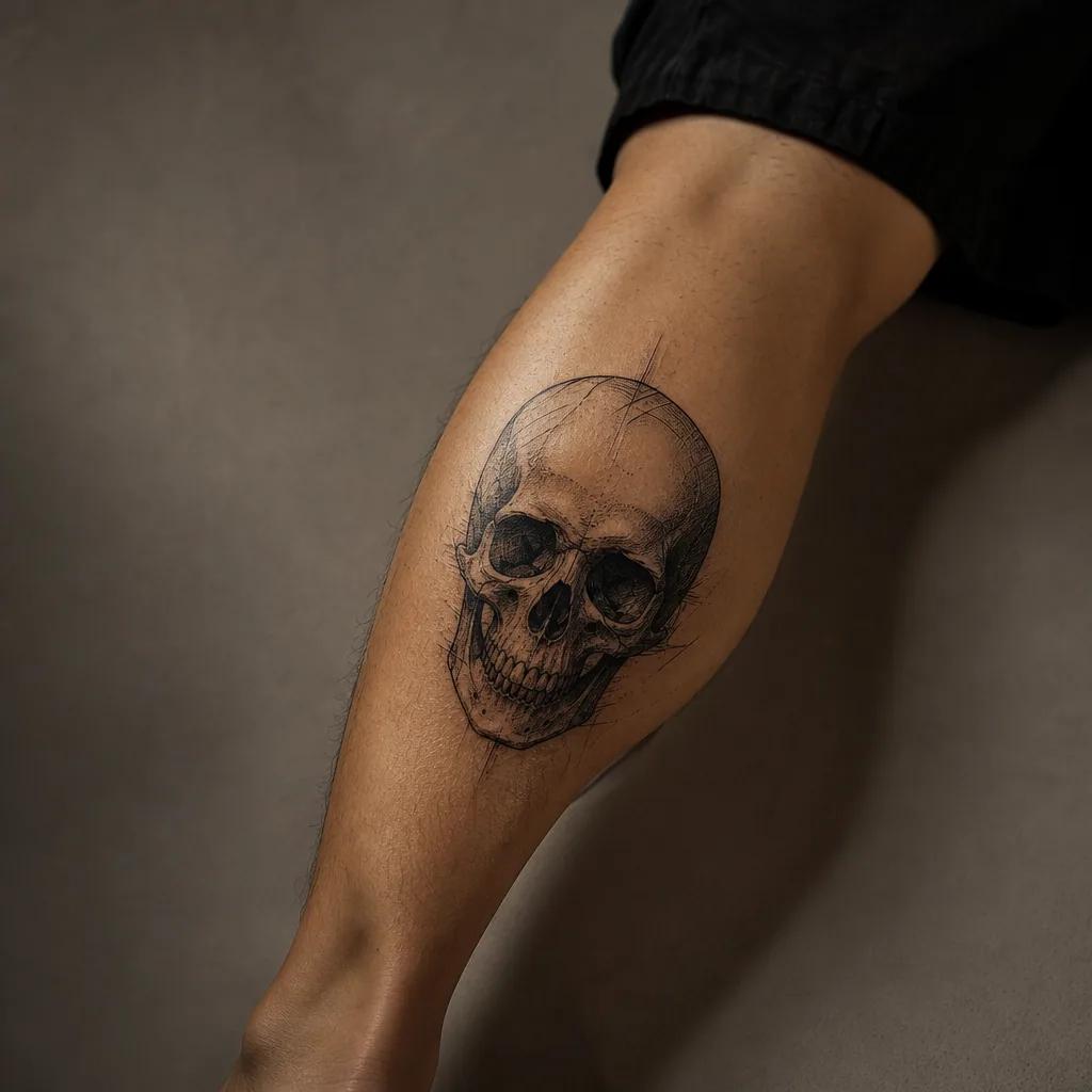 calf-tattoo neo-traditional tiger