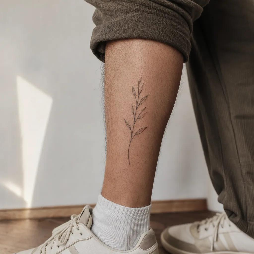 calf-tattoo realistic floral composition