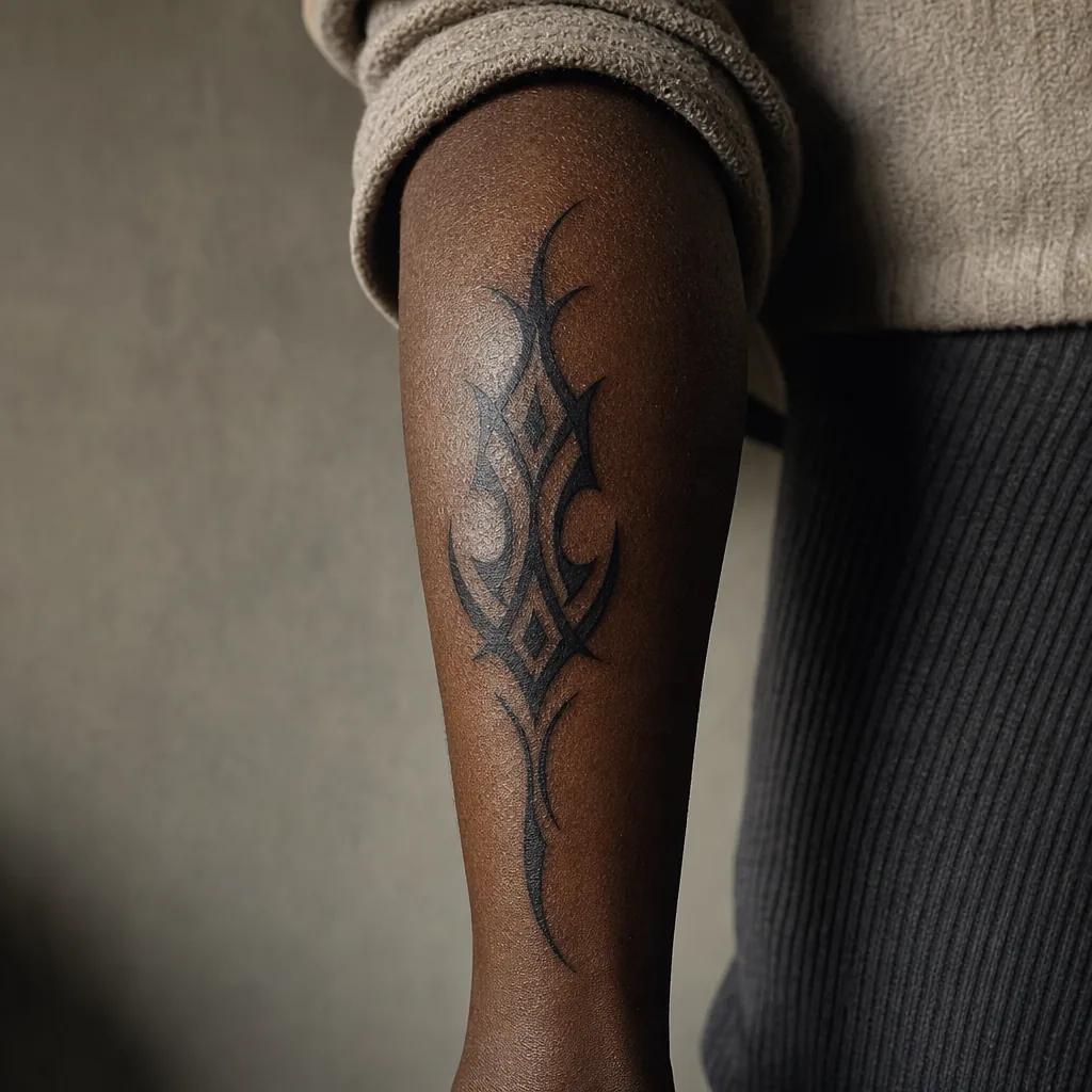 calf-tattoo abstract wave