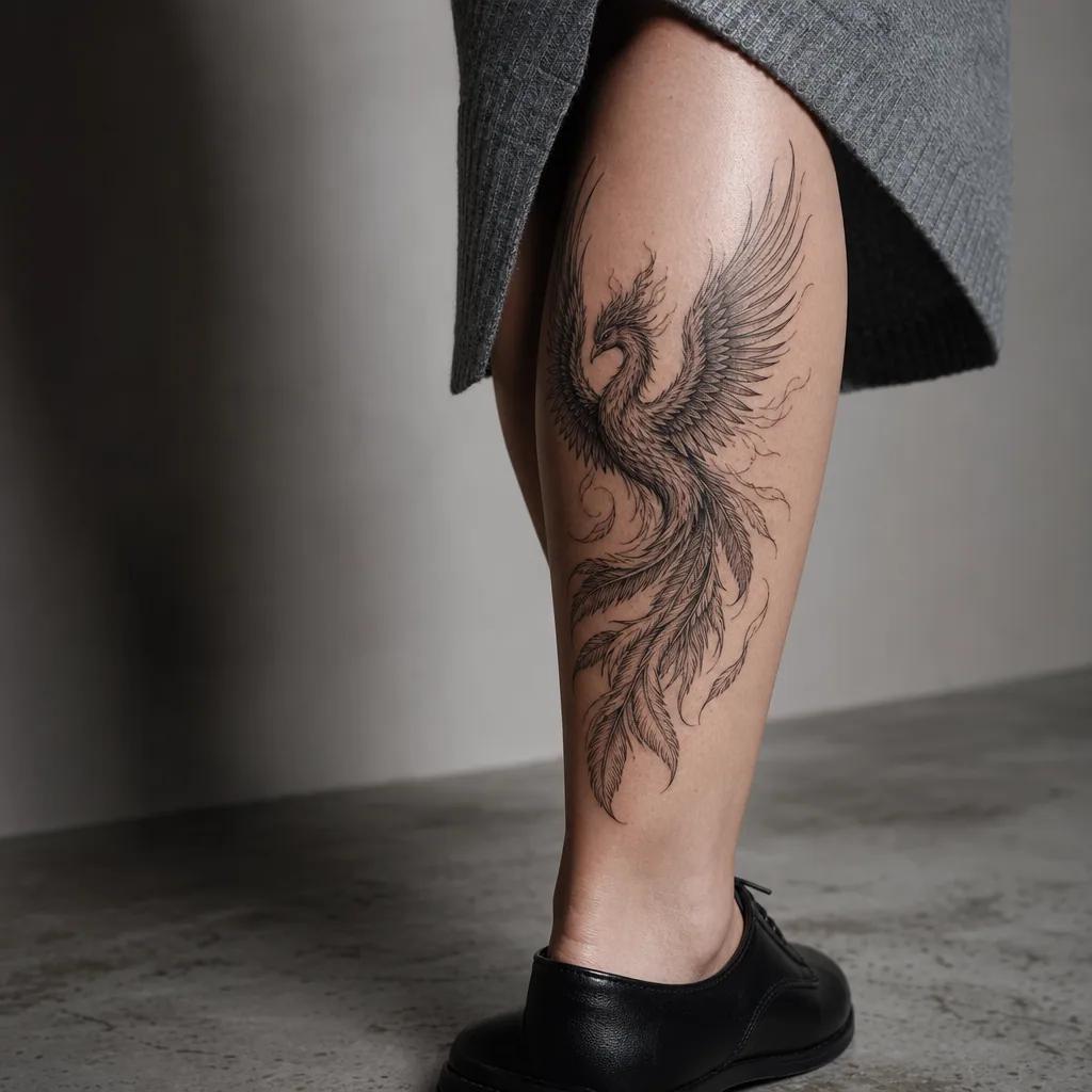 calf-tattoo premium illustrative phoenix