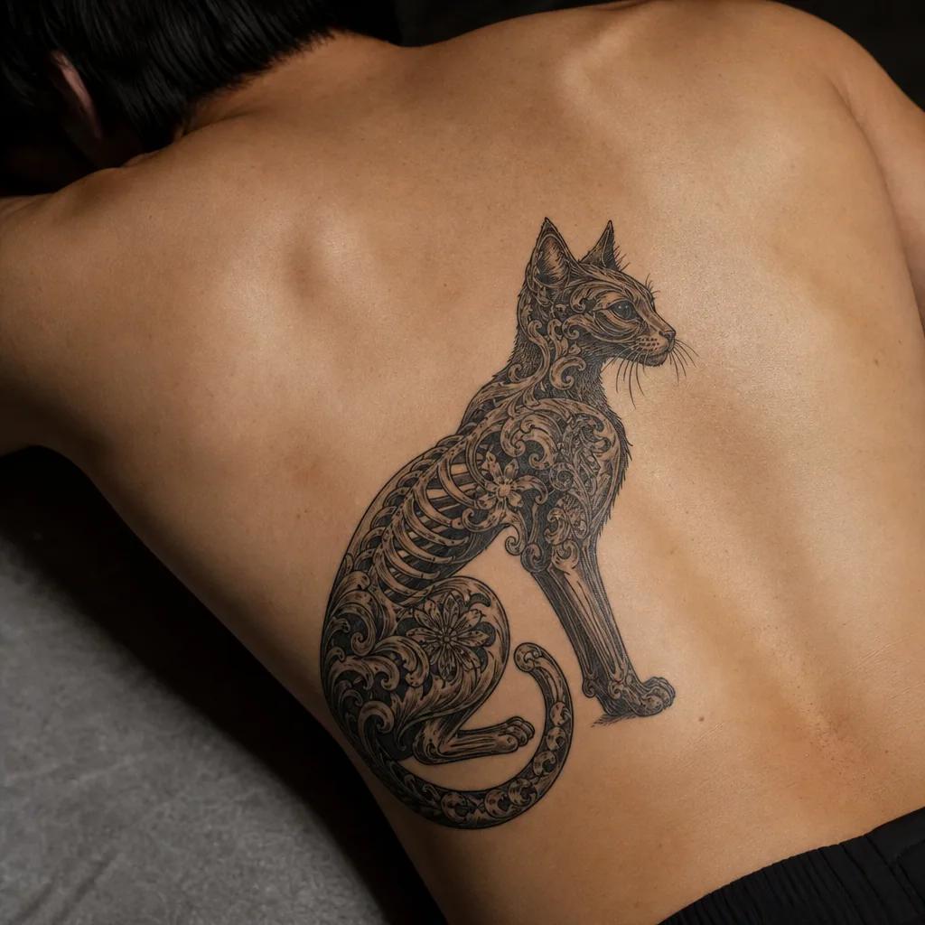 cat-tattoo neo-traditional curious cat