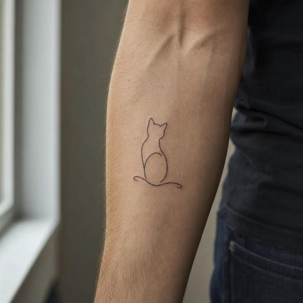 idée tatouage chat silhouette chat minimaliste