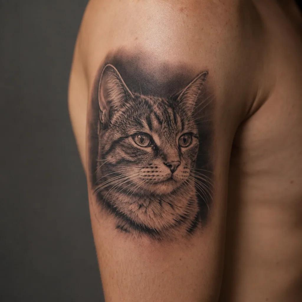 idée tatouage chat portrait chat realiste