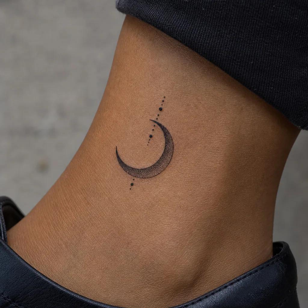idée tatouage cheville lune dotwork