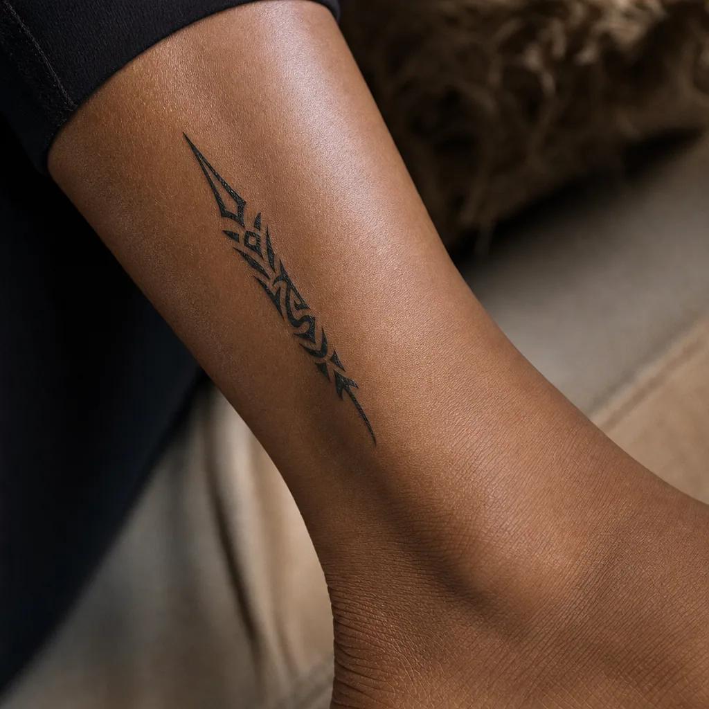 idée tatouage cheville flèche tribal