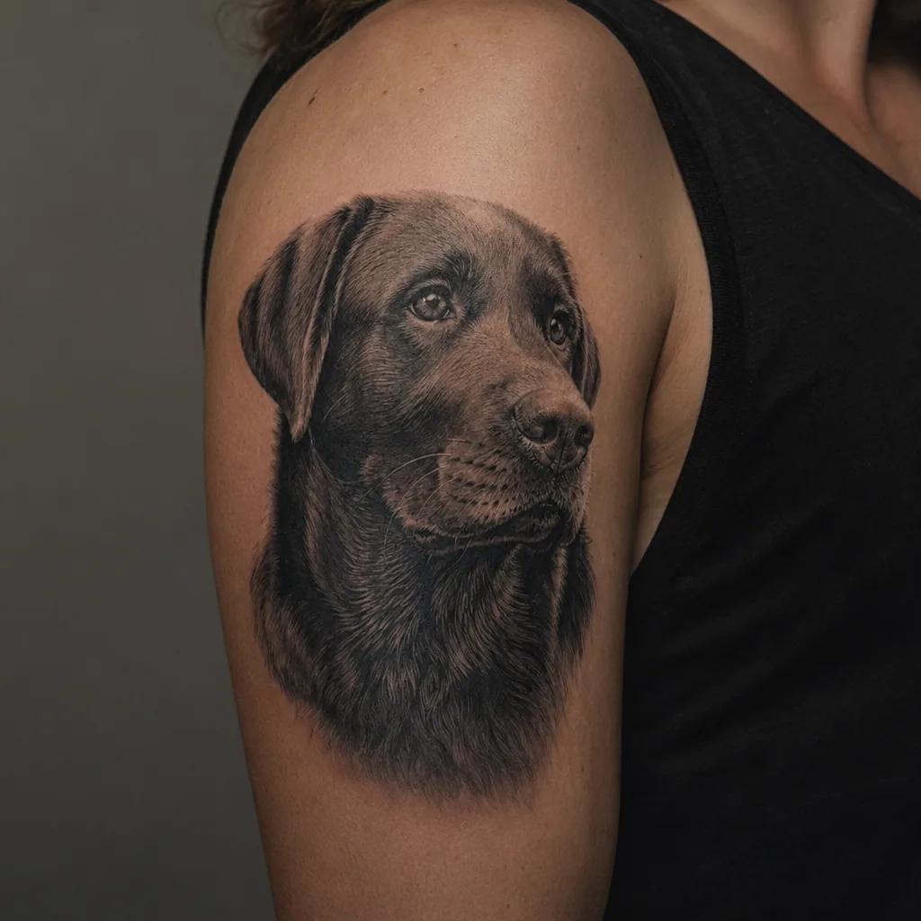 idée tatouage chien portrait réaliste chien