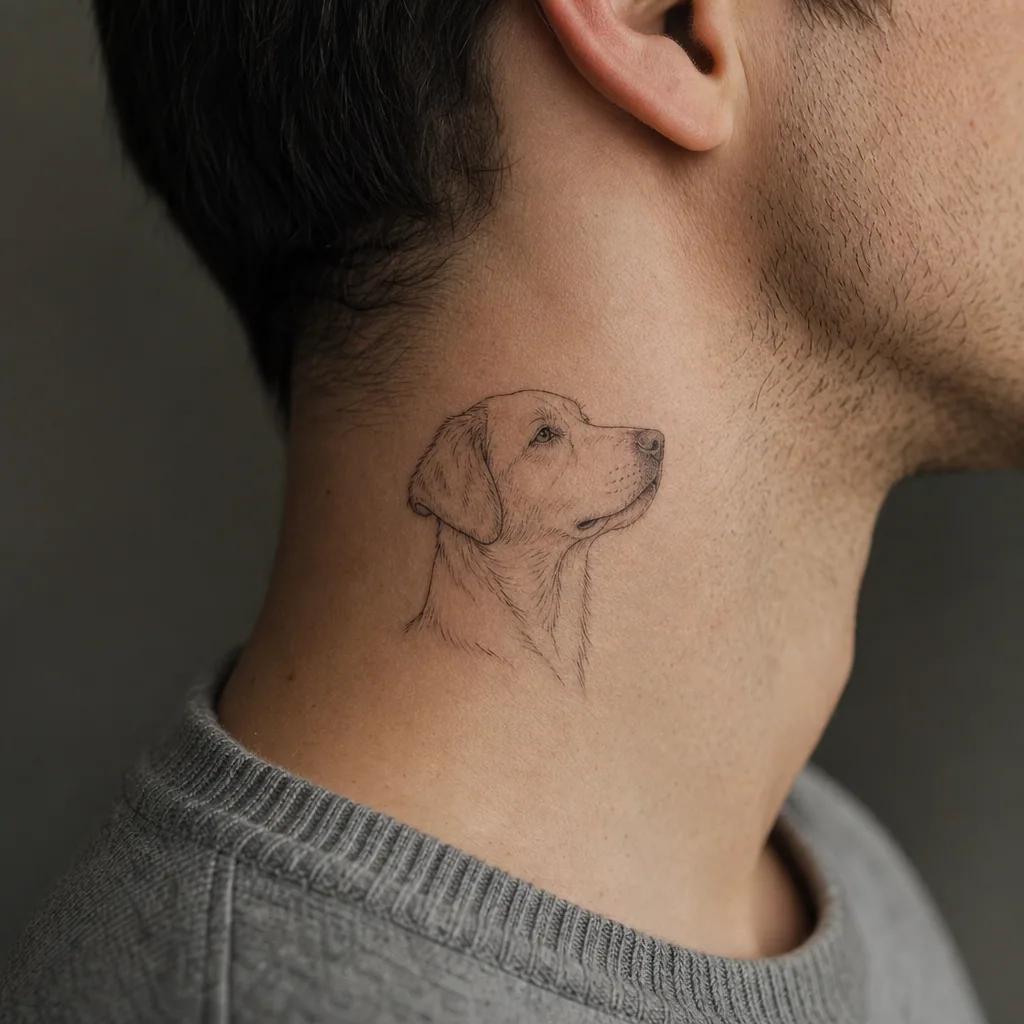 idée tatouage chien portrait fine line