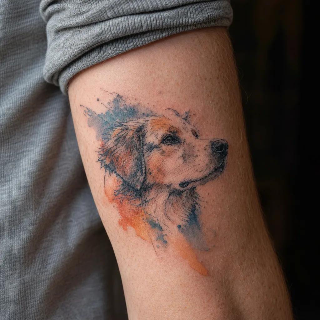 idée tatouage chien chien aquarelle