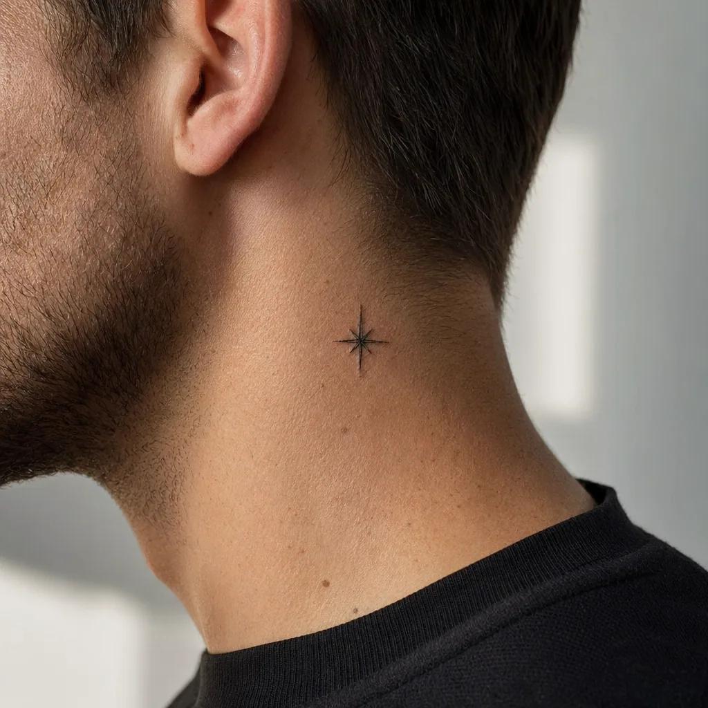 idée tatouage cou cou minimaliste étoile