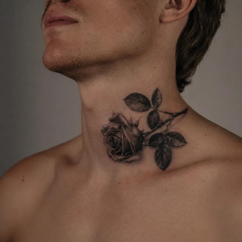idée tatouage cou cou réaliste rose