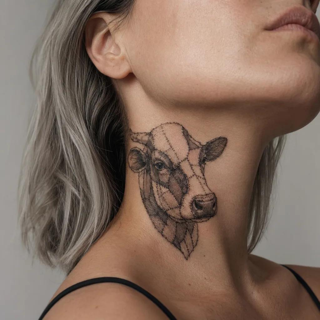 idée tatouage cou patchwork flash cou