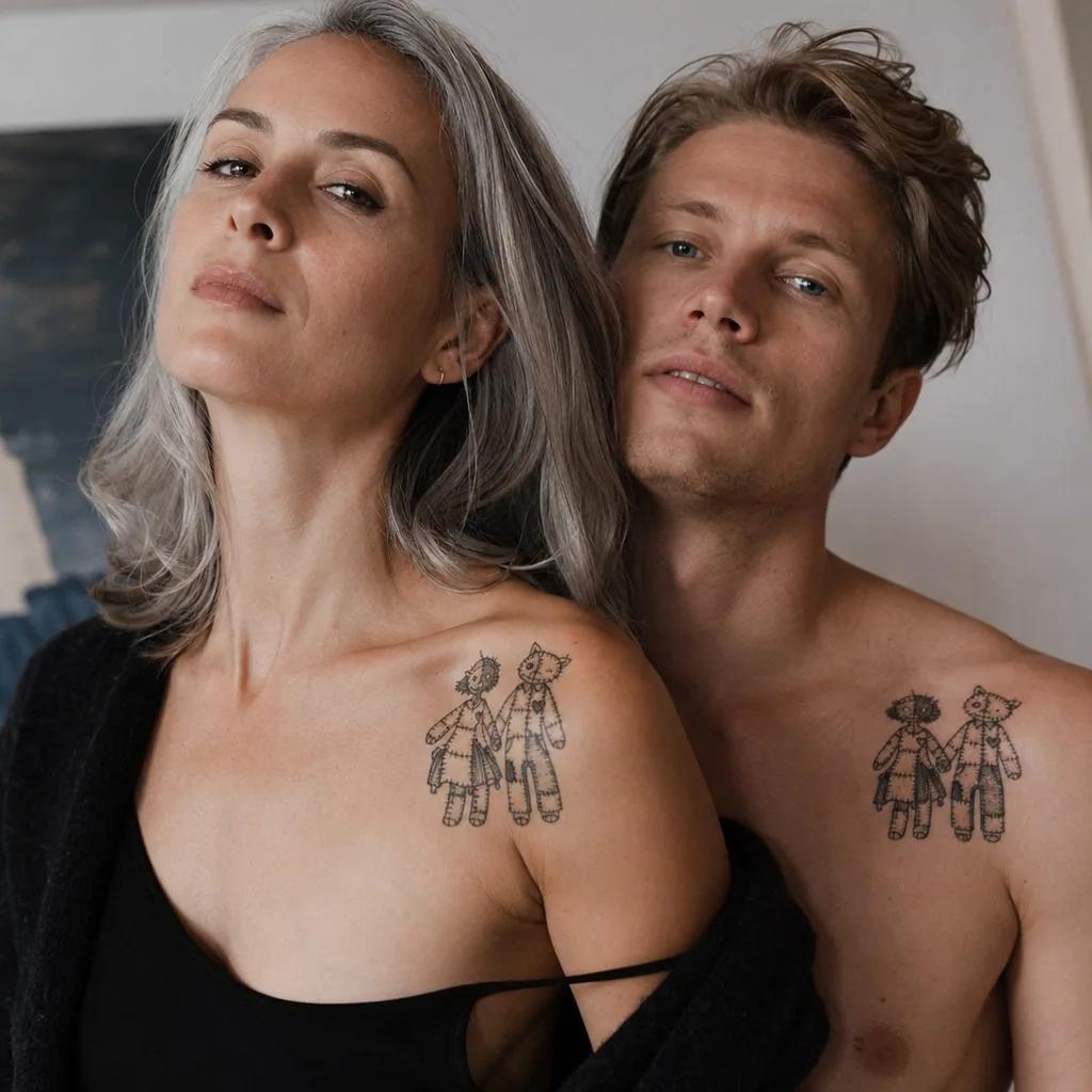 couple-tattoo patchwork flash as a pair