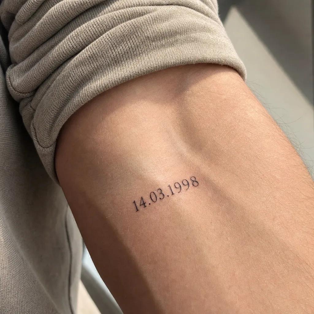 Date significative à l'avant-bras, design durable à tester avant tatouage définitif