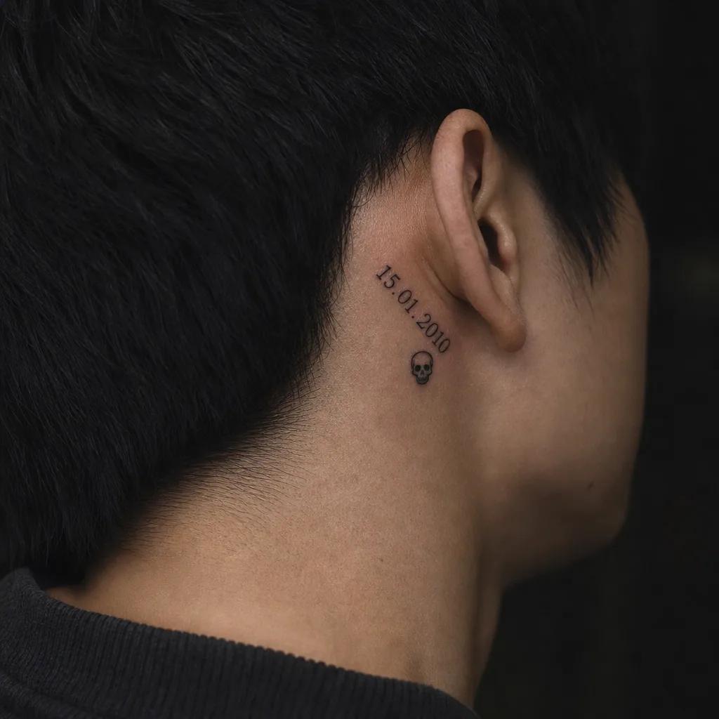 idée tatouage date de naissance date et crâne