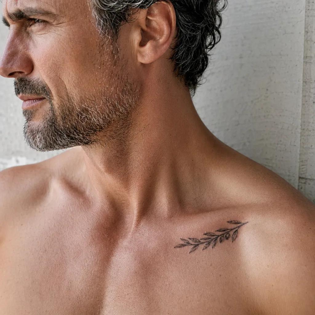 idée tatouage discret homme petite branche d'olivier